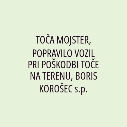 TOČA MOJSTER, POPRAVILO VOZIL PRI POŠKODBI TOČE NA TERENU, BORIS KOROŠEC s.p.