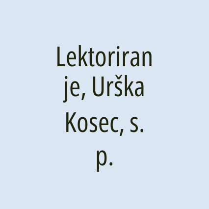 Lektoriranje, Urška Kosec, s. p.