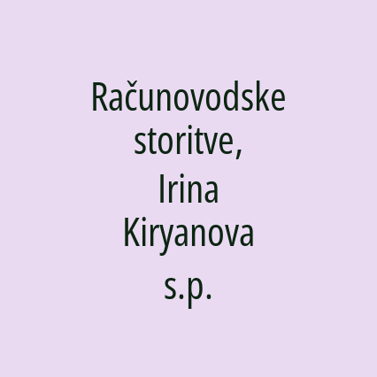 Računovodske storitve, Irina Kiryanova s.p.