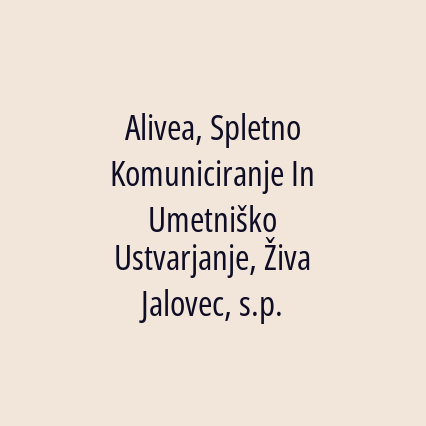 Alivea, Spletno Komuniciranje In Umetniško Ustvarjanje, Živa Jalovec, s.p. - Logotip