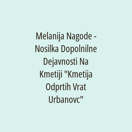 Melanija Nagode - Nosilka Dopolnilne Dejavnosti Na Kmetiji "Kmetija Odprtih Vrat Urbanovc"