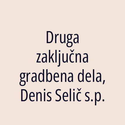 Druga zaključna gradbena dela, Denis Selič s.p.