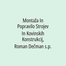 Montaža In Popravilo Strojev In Kovinskih Konstrukcij, Roman Dečman s.p. - Logotip