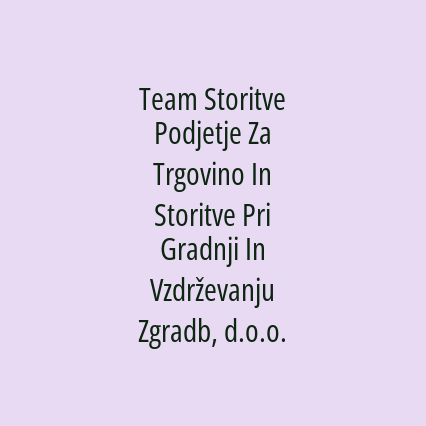 Team Storitve Podjetje Za Trgovino In Storitve Pri Gradnji In Vzdrževanju Zgradb, d.o.o.