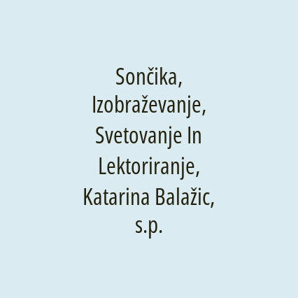 Sončika, Izobraževanje, Svetovanje In Lektoriranje, Katarina Balažic, s.p. - Logotip