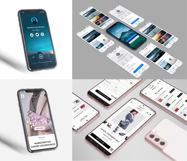 Grafično oblikovanje aplikacije in mobilne spletne trgovine by Neli Štrukelj.
