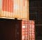 brown and red shipping containers